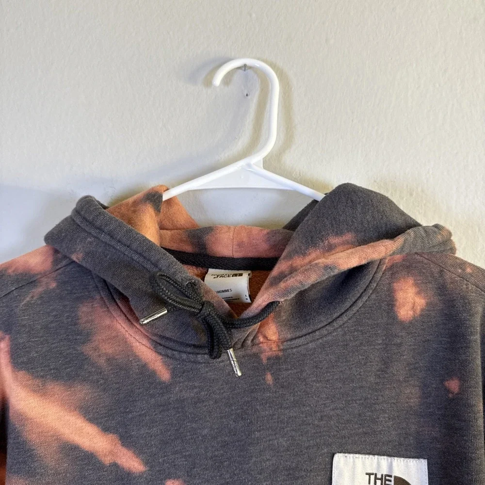 The North Face Gray Pullover Hoodie Mens L‎ Sweatshirt Activewear Y2K Tie Dye